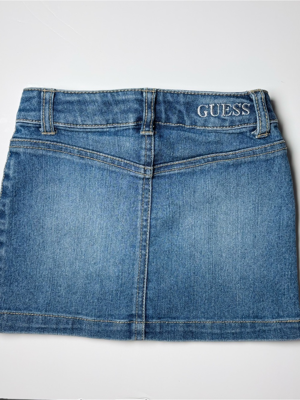 GUESS Jeans Girl Button Front Denim Skirt Rhinestones Size 4 Preppy Summer - Picture 6 of 9